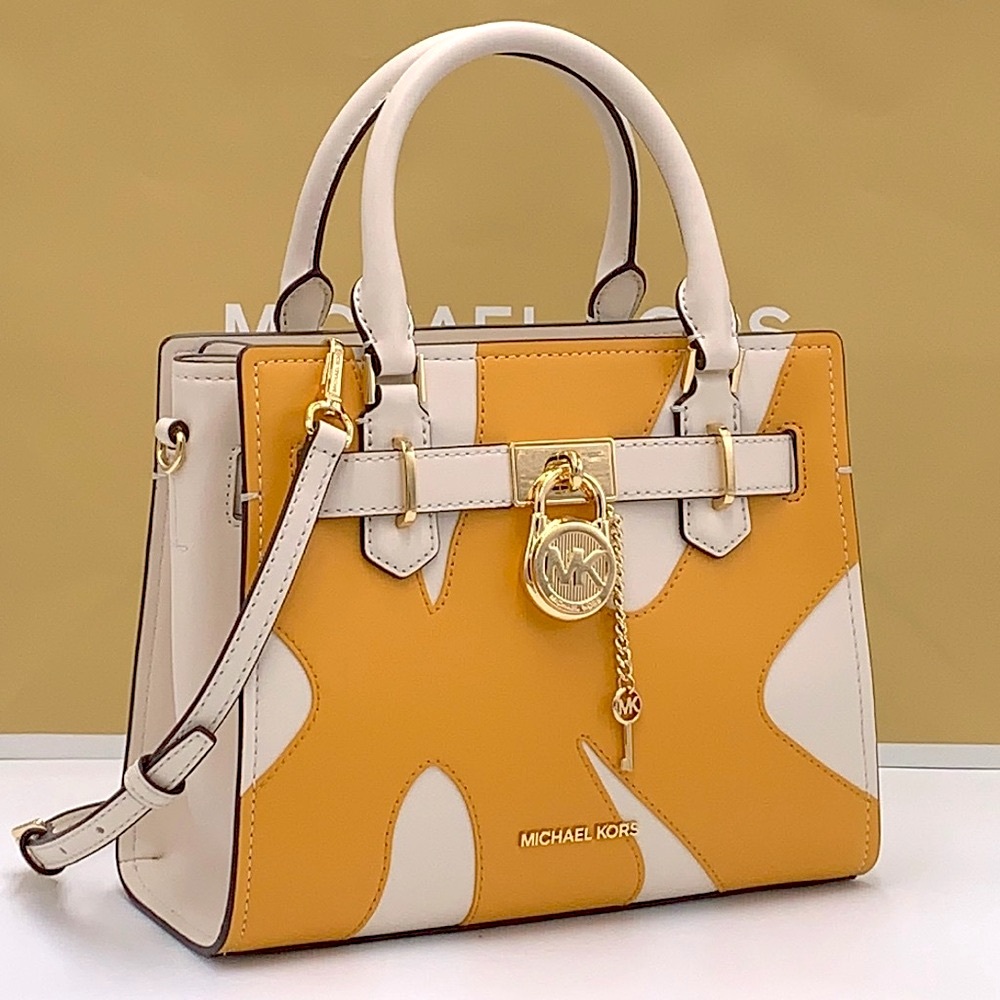MICHAEL KORS Hamilton Small Two-Tone Satchel GOLDEN ROD MULTI color